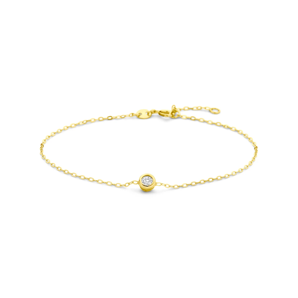 armband zirkonia 1,0 mm 16 + 2 cm 14K geelgoud