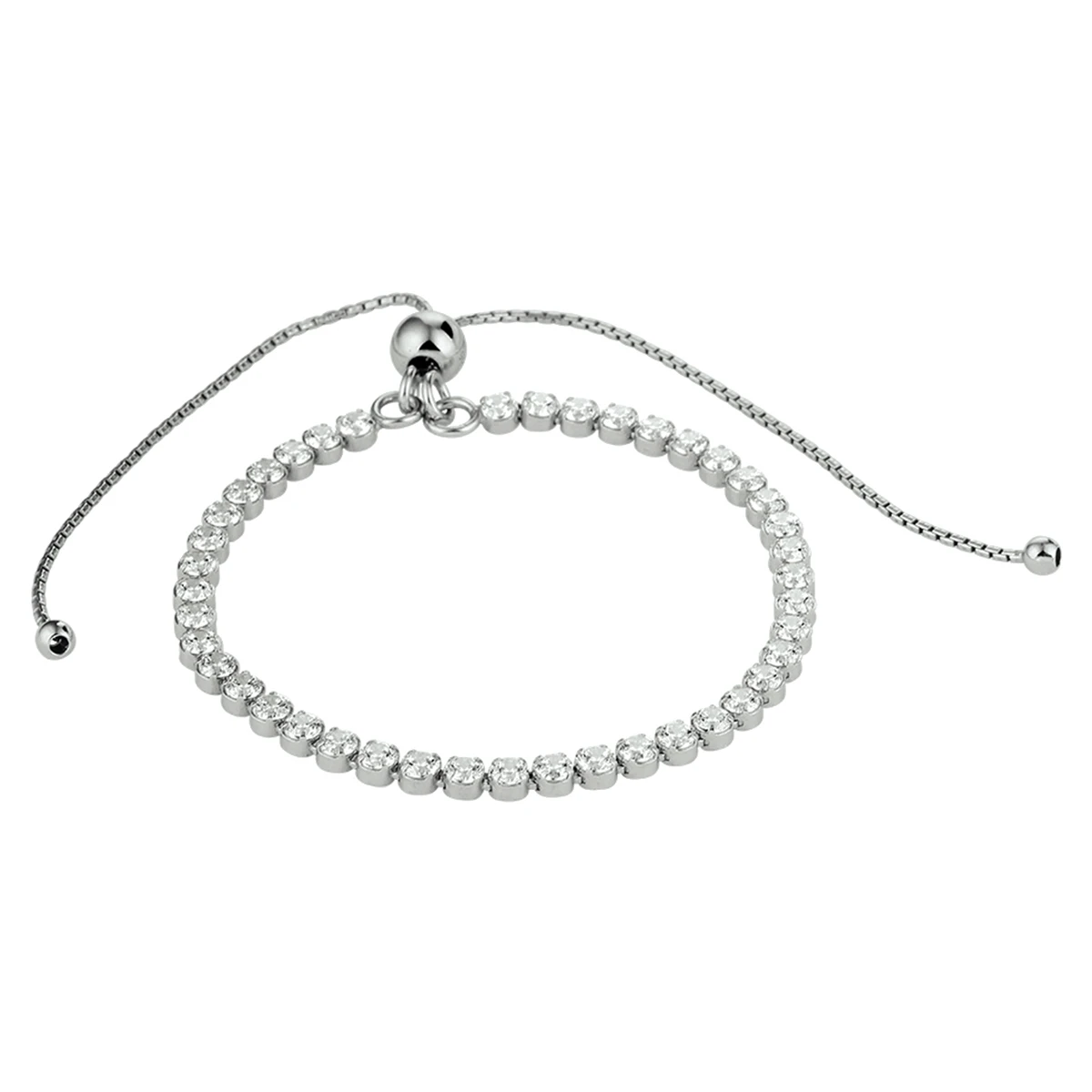 armband zirkonia 14 - 27 cm zilver gerhodineerd
