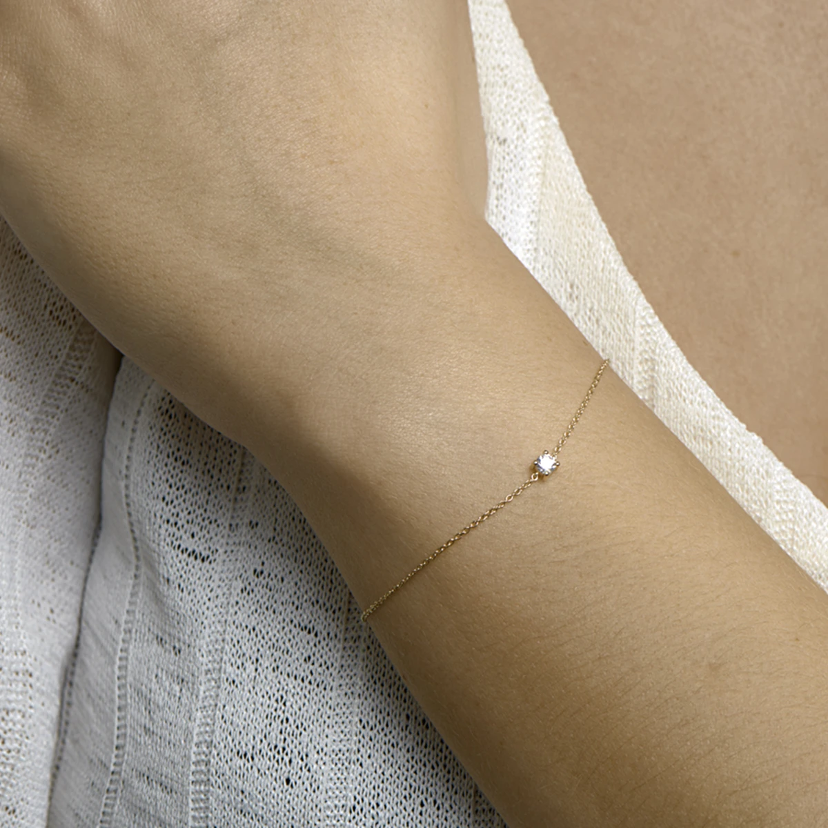 armband zirkonia 15,5 - 17 - 18,5 cm 14K geelgoud