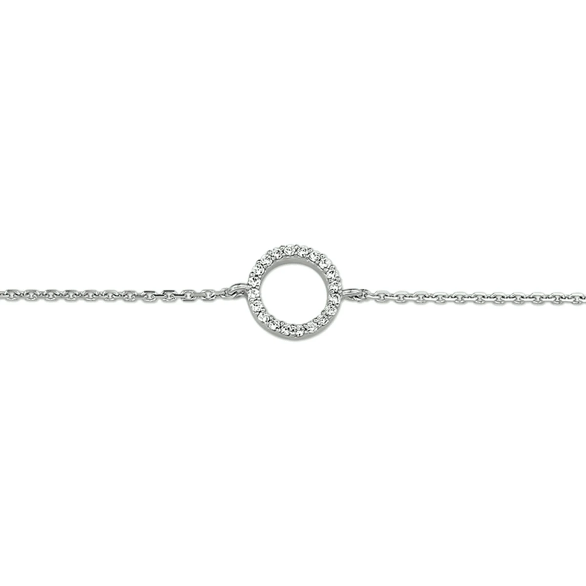armband zirkonia 15,5 + 2,5 cm zilver gerhodineerd