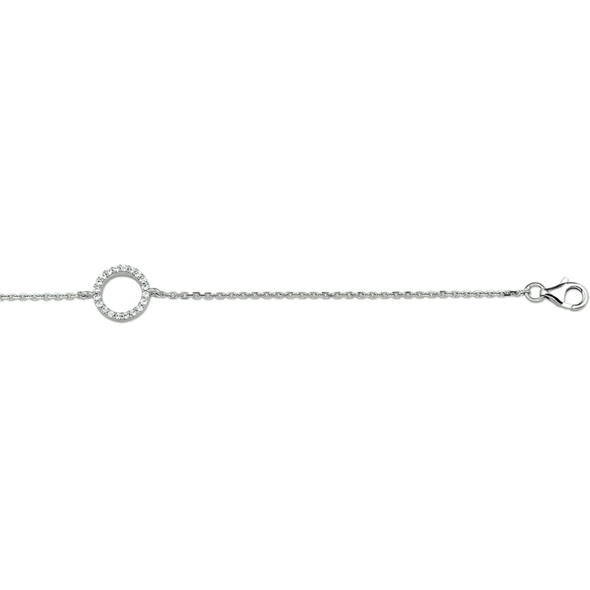 armband zirkonia 15,5 + 2,5 cm zilver gerhodineerd