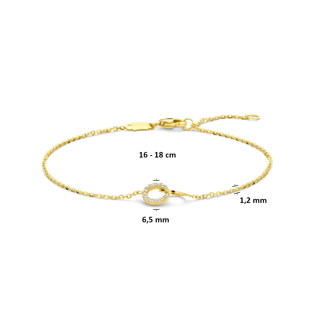 armband zirkonia 16 - 18 cm 14K geelgoud