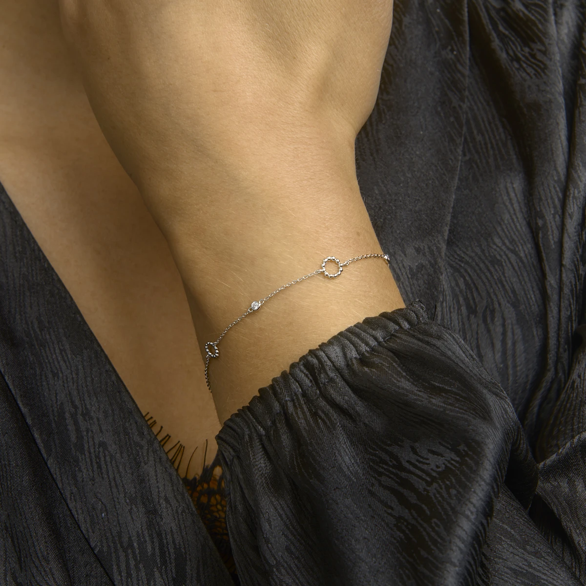 armband zirkonia 16 + 2 cm zilver gerhodineerd