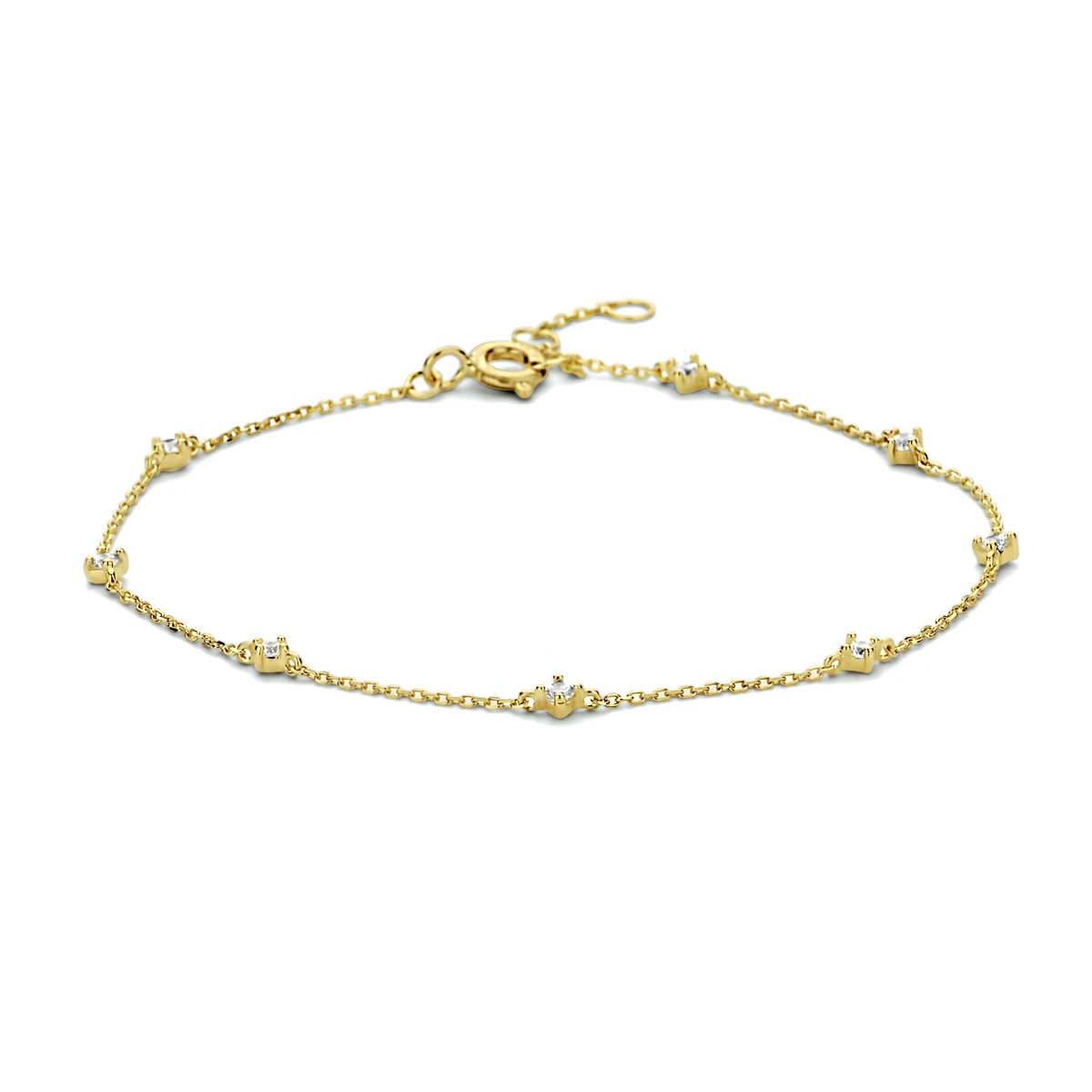armband zirkonia 16,5 - 17,5 - 18,5 cm 14K geelgoud