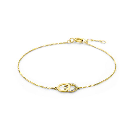 armband zirkonia 16,5 - 17,5 - 18,5 cm 14K geelgoud