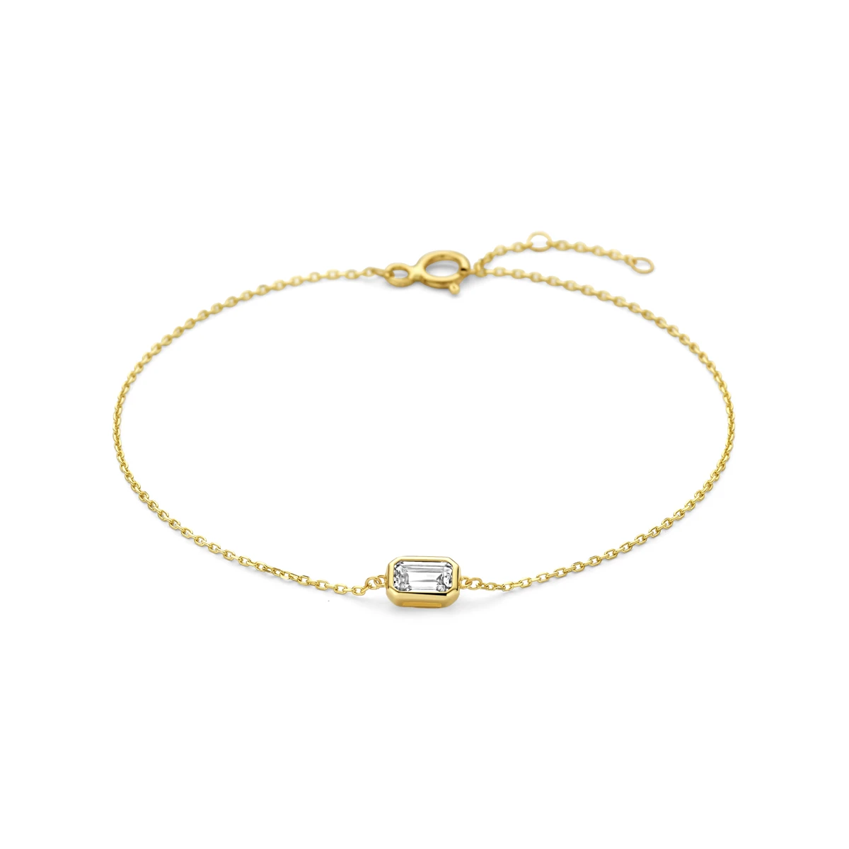 armband zirkonia 16,5 - 17,5 - 18,5 cm 14K geelgoud