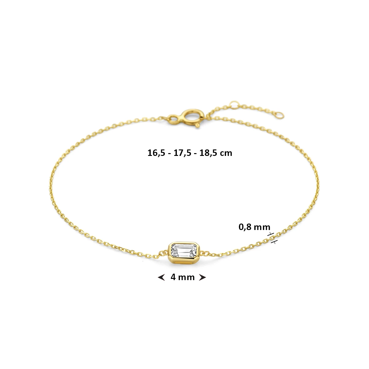 armband zirkonia 16,5 - 17,5 - 18,5 cm 14K geelgoud