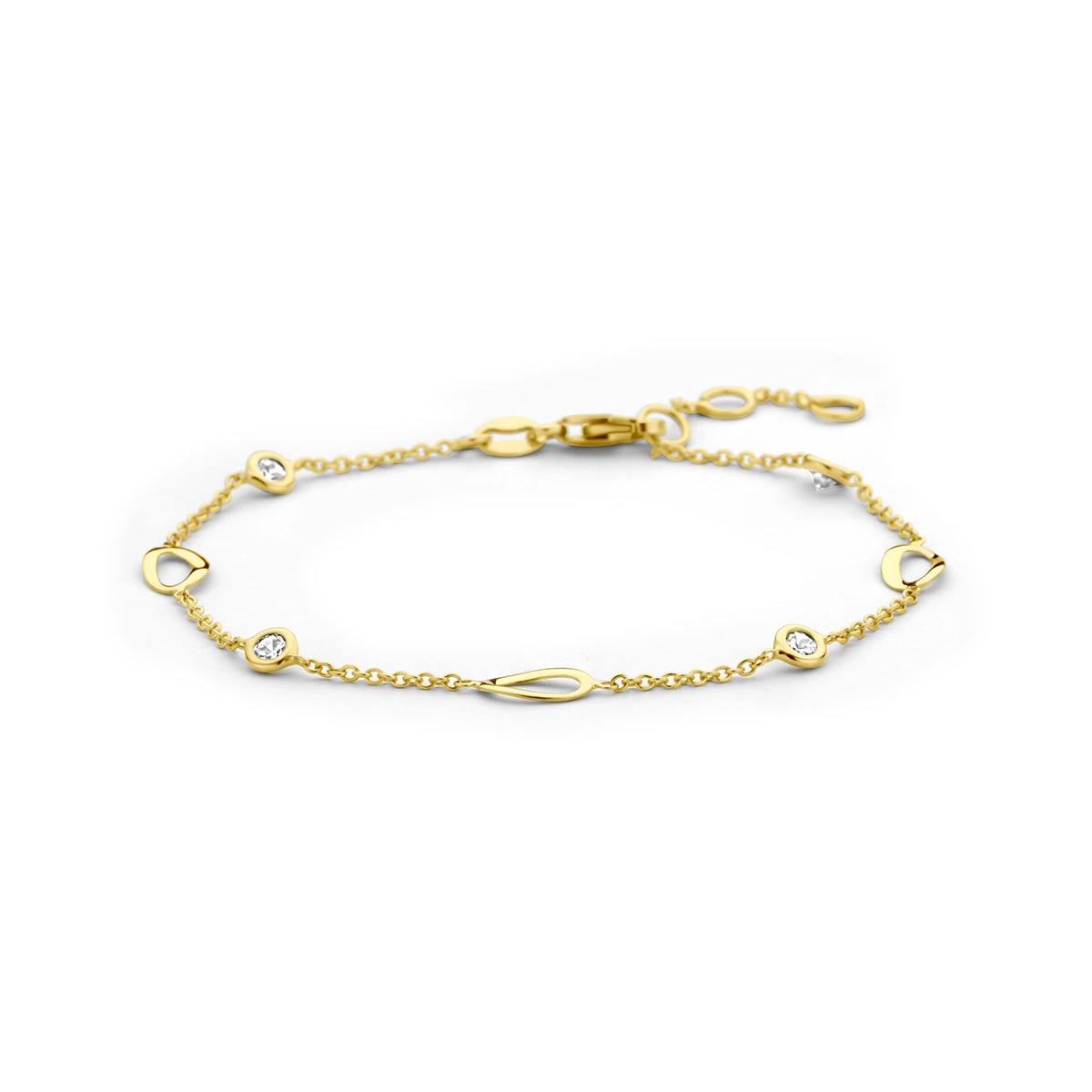 armband zirkonia 16,5 - 17,5 - 18,5 cm 14K geelgoud