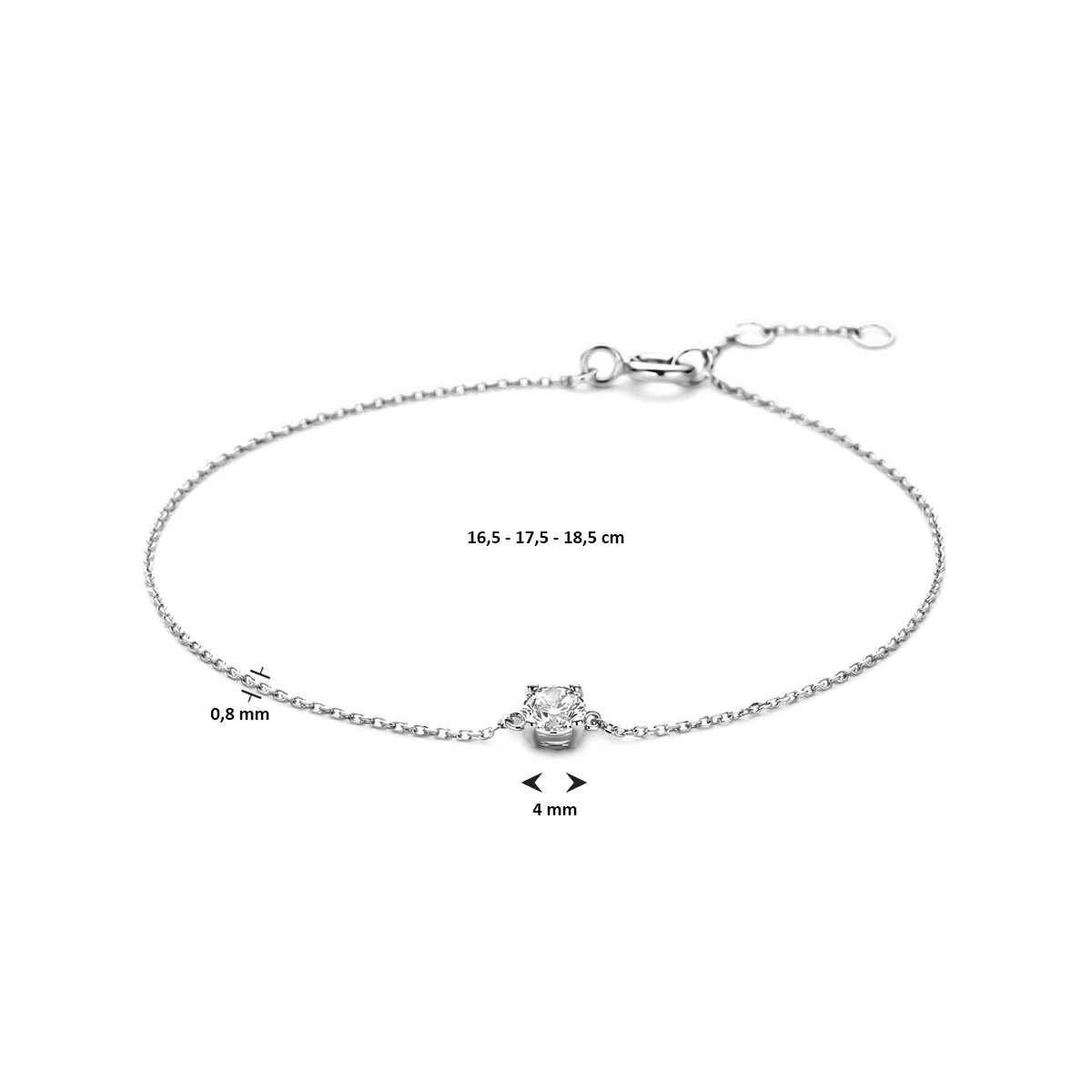 armband zirkonia 16,5 - 17,5 - 18,5 cm 14K witgoud
