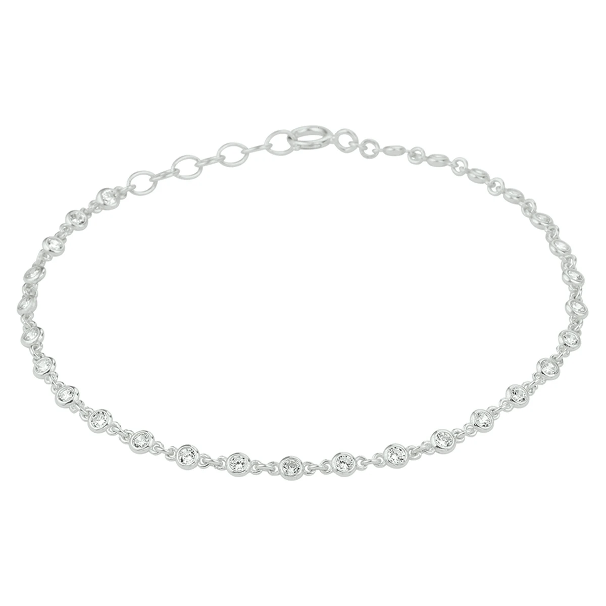 armband zirkonia 16,5 + 2 cm zilver gerhodineerd