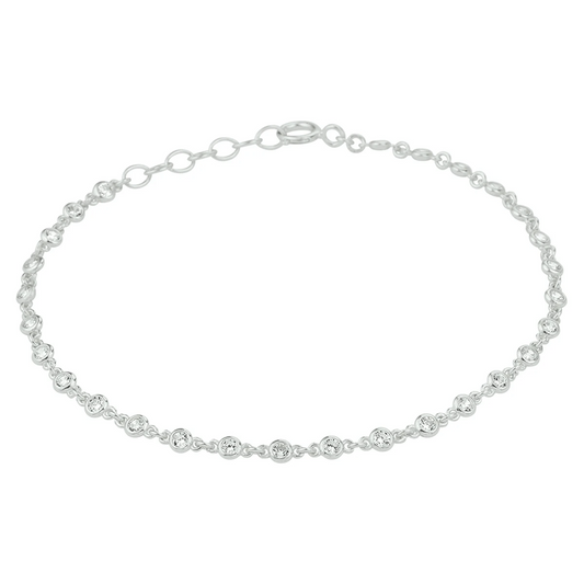 armband zirkonia 16,5 + 2 cm zilver gerhodineerd
