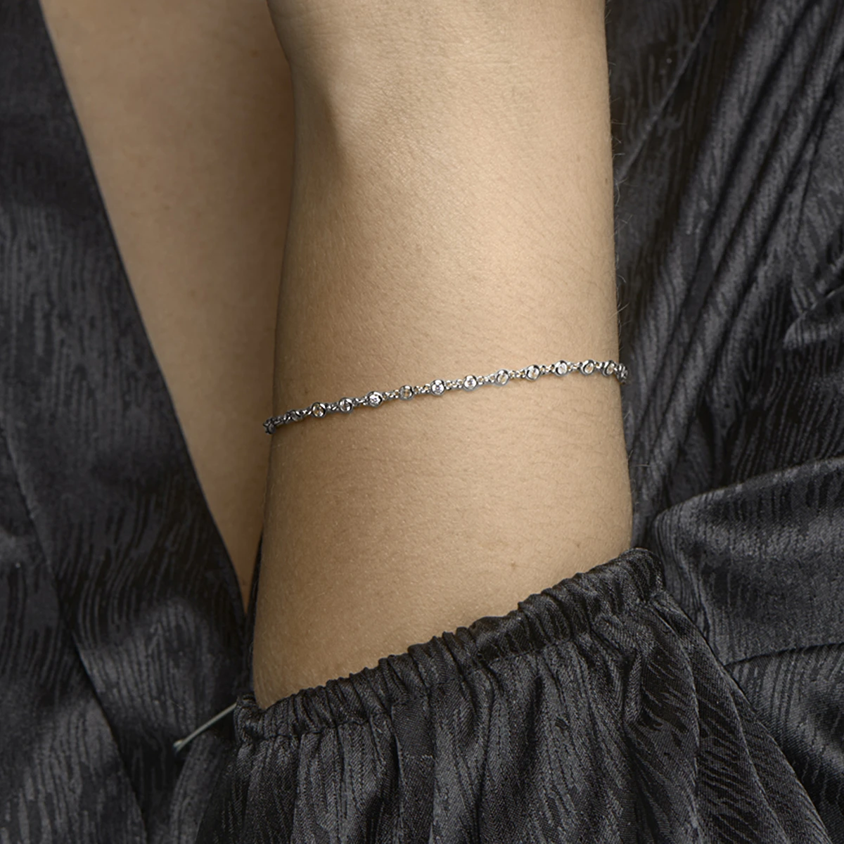 armband zirkonia 16,5 + 2 cm zilver gerhodineerd