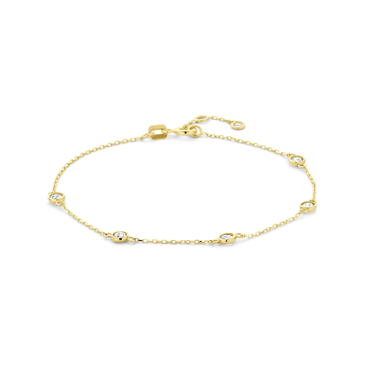 armband zirkonia 17 - 18 - 19 cm 14K geelgoud