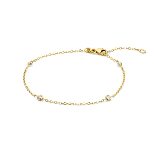 armband zirkonia 17 - 19 cm 14K geelgoud