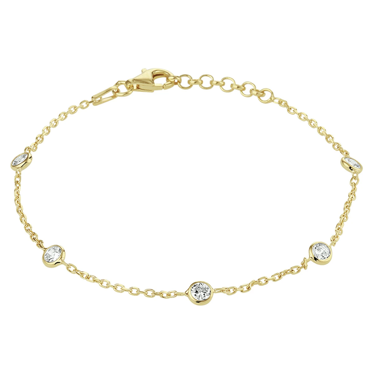 armband zirkonia 17 + 2 cm 3 micron zilver verguld (geel)