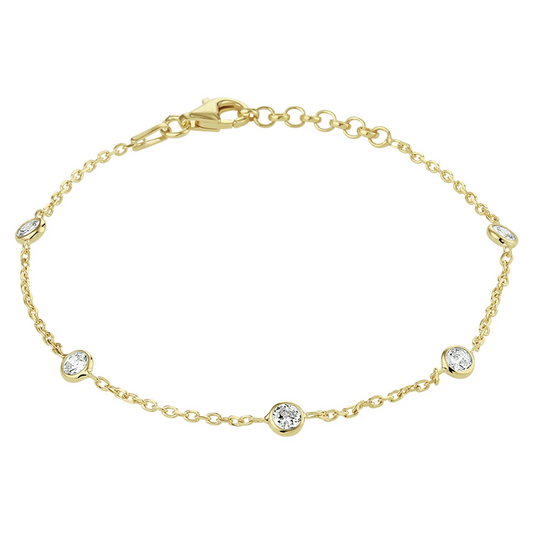 armband zirkonia 17 + 2 cm 3 micron zilver verguld (geel)