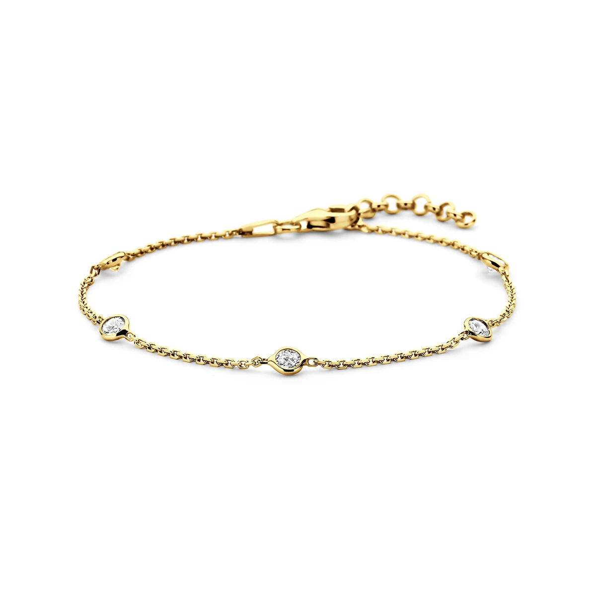 armband zirkonia 17 + 2 cm 3 micron zilver verguld (geel)