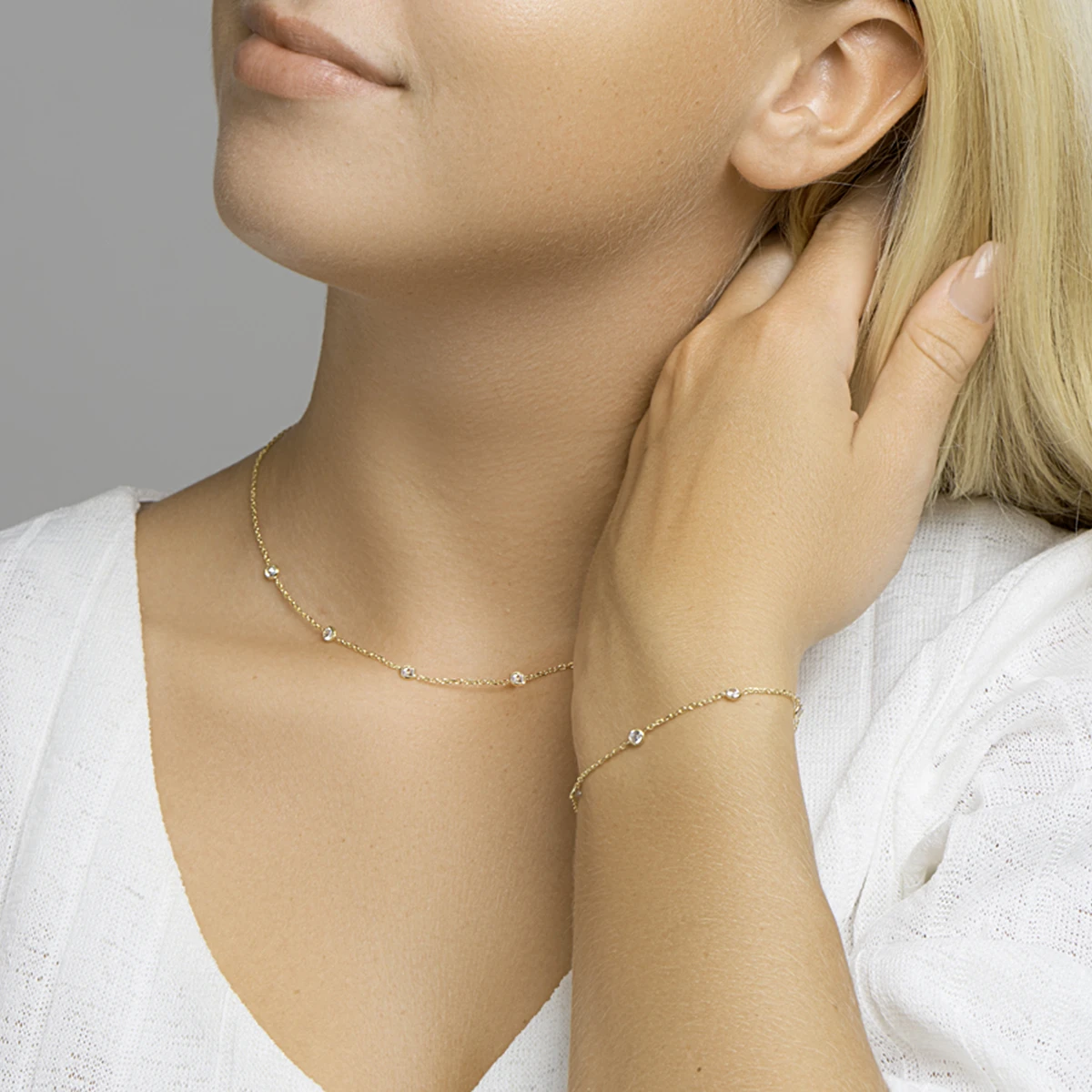 armband zirkonia 17 + 2 cm 3 micron zilver verguld (geel)