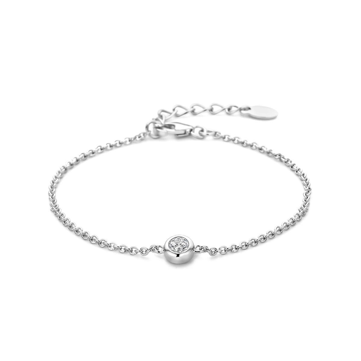 armband zirkonia 1,7 mm 16,5 + 2,5 cm zilver gerhodineerd