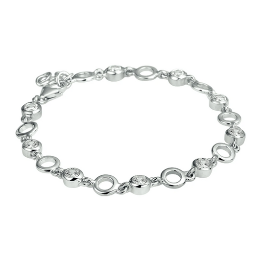 armband zirkonia 18 + 2 cm zilver gerhodineerd