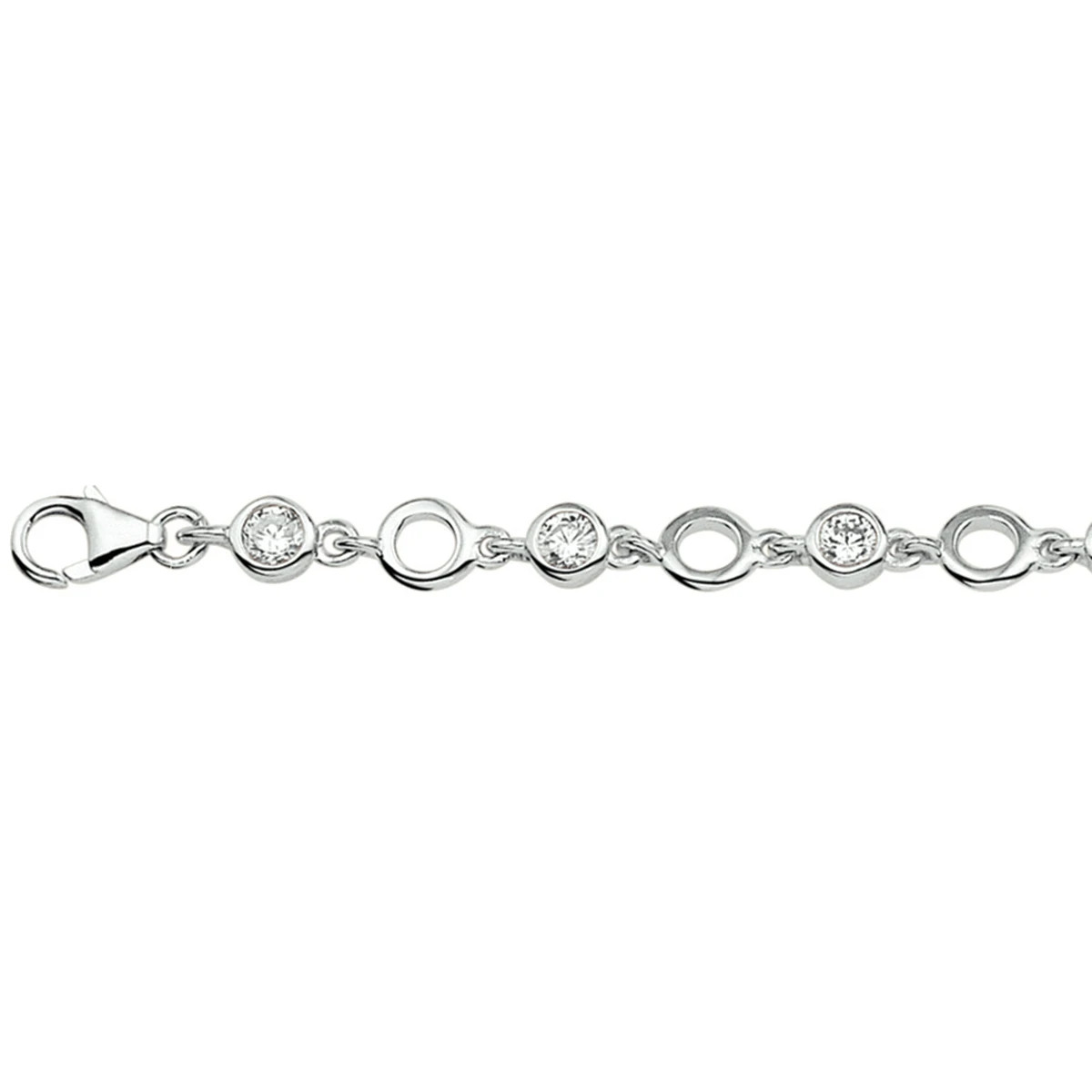 armband zirkonia 18 + 2 cm zilver gerhodineerd