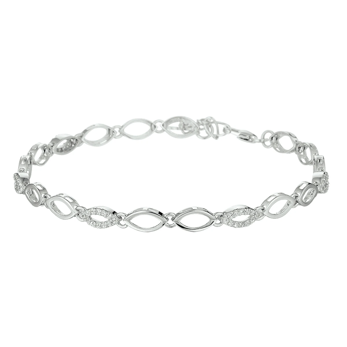 armband zirkonia 18 + 2,5 cm zilver gerhodineerd