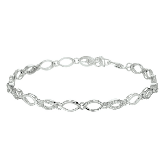 armband zirkonia 18 + 2,5 cm zilver gerhodineerd