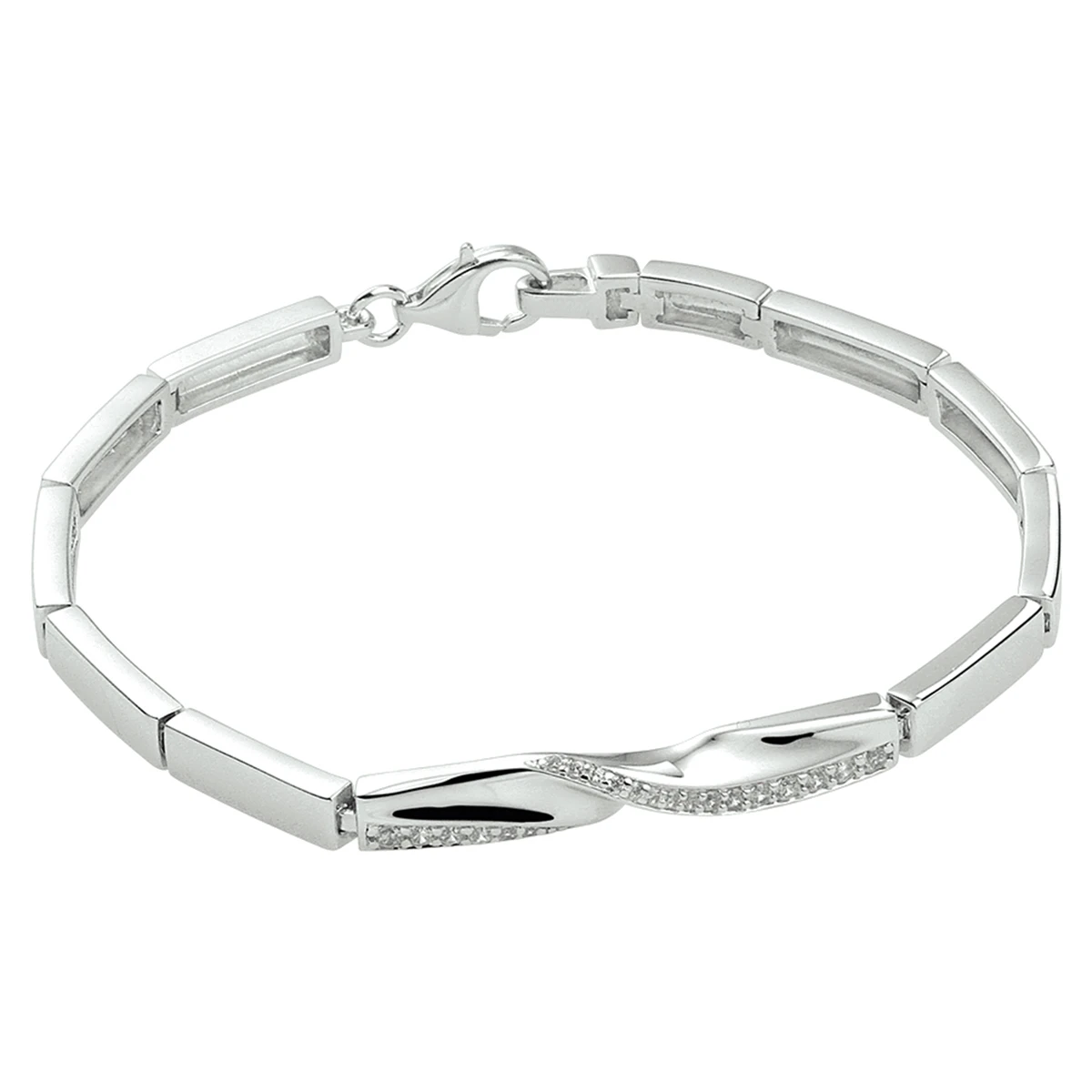 armband zirkonia 18,5 cm zilver gerhodineerd