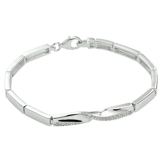 armband zirkonia 18,5 cm zilver gerhodineerd