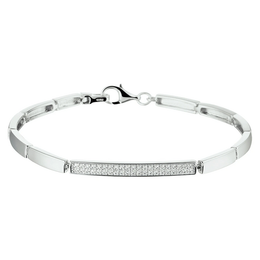 armband zirkonia 18,5 cm zilver gerhodineerd
