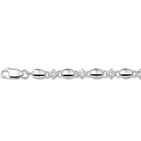 armband zirkonia 4,5 mm 18 ,5 cm zilver gerhodineerd