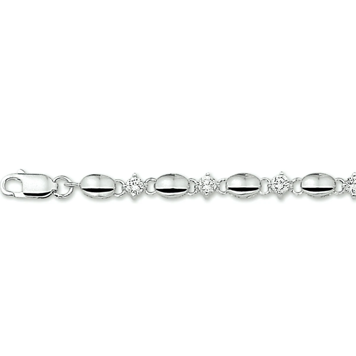 armband zirkonia 4,5 mm 18 ,5 cm zilver gerhodineerd