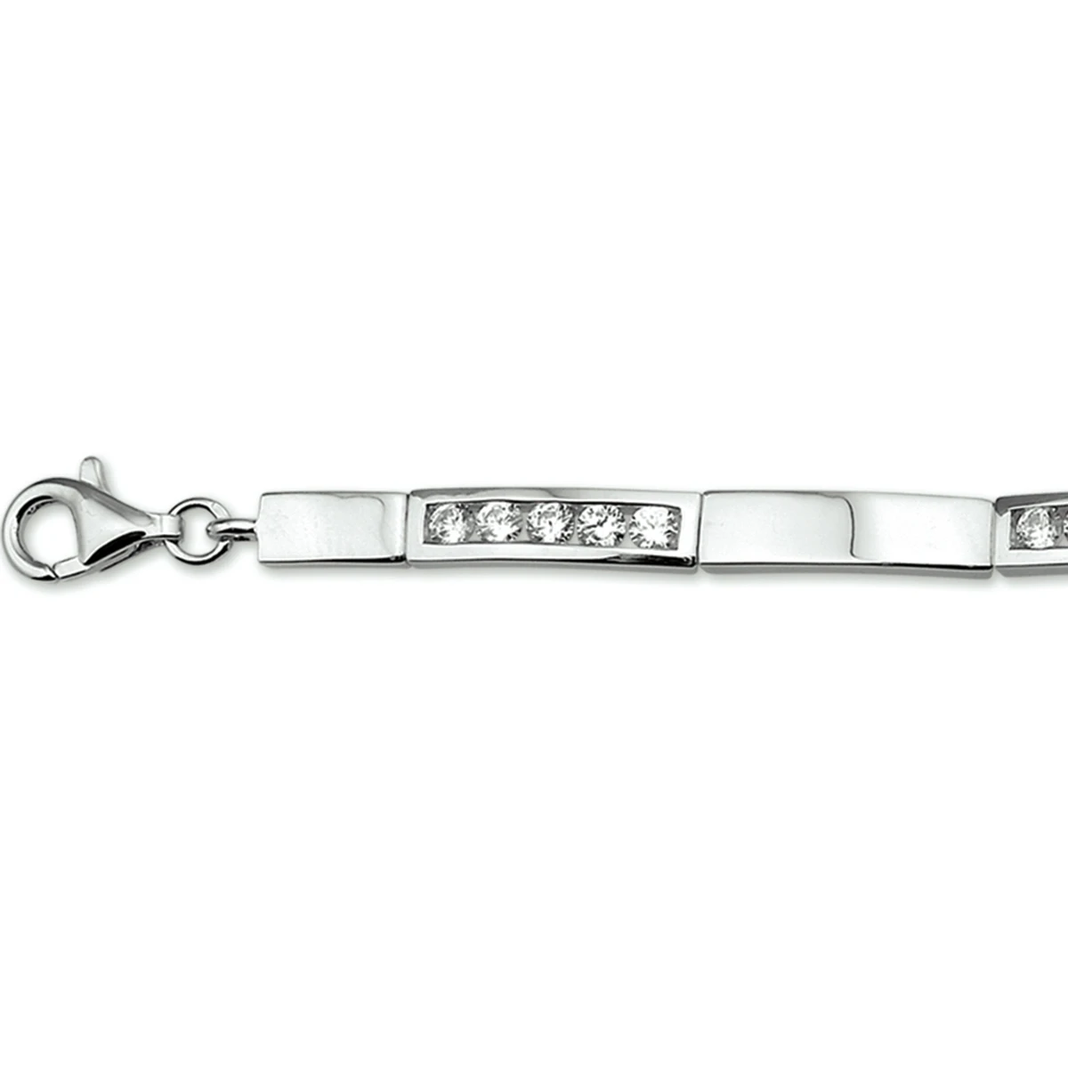 armband zirkonia 4,6 mm 18 + 3 cm zilver gerhodineerd