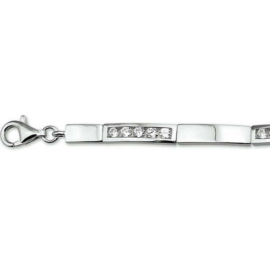 armband zirkonia 4,6 mm 18 + 3 cm zilver gerhodineerd