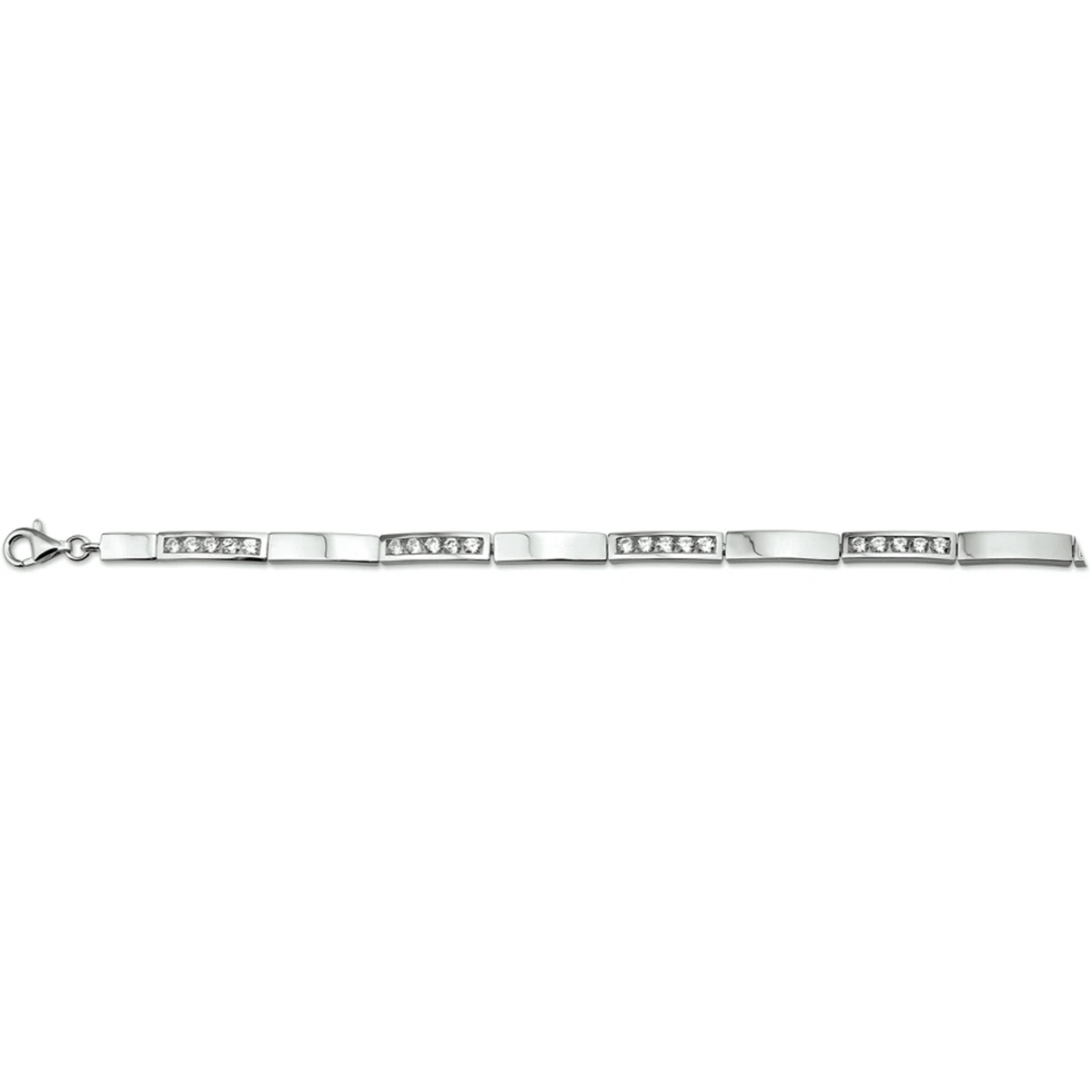 armband zirkonia 4,6 mm 18 + 3 cm zilver gerhodineerd
