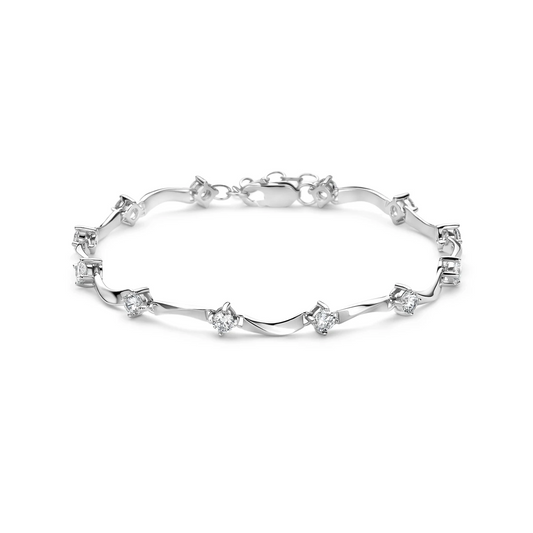 armband zirkonia 5,0 mm 18,5 cm zilver gerhodineerd