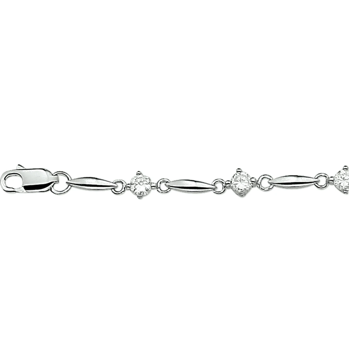 armband zirkonia 5,0 mm 18,5 cm zilver gerhodineerd