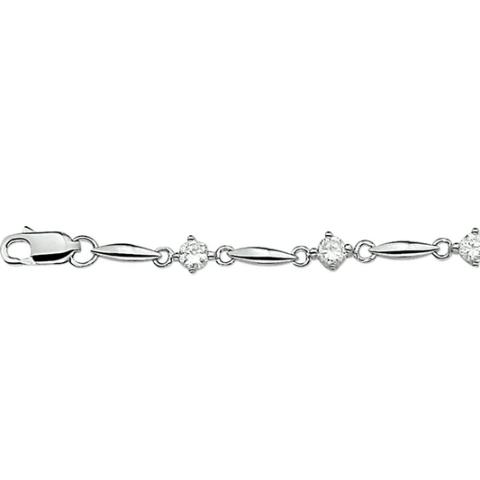 armband zirkonia 5,0 mm 18,5 cm zilver gerhodineerd