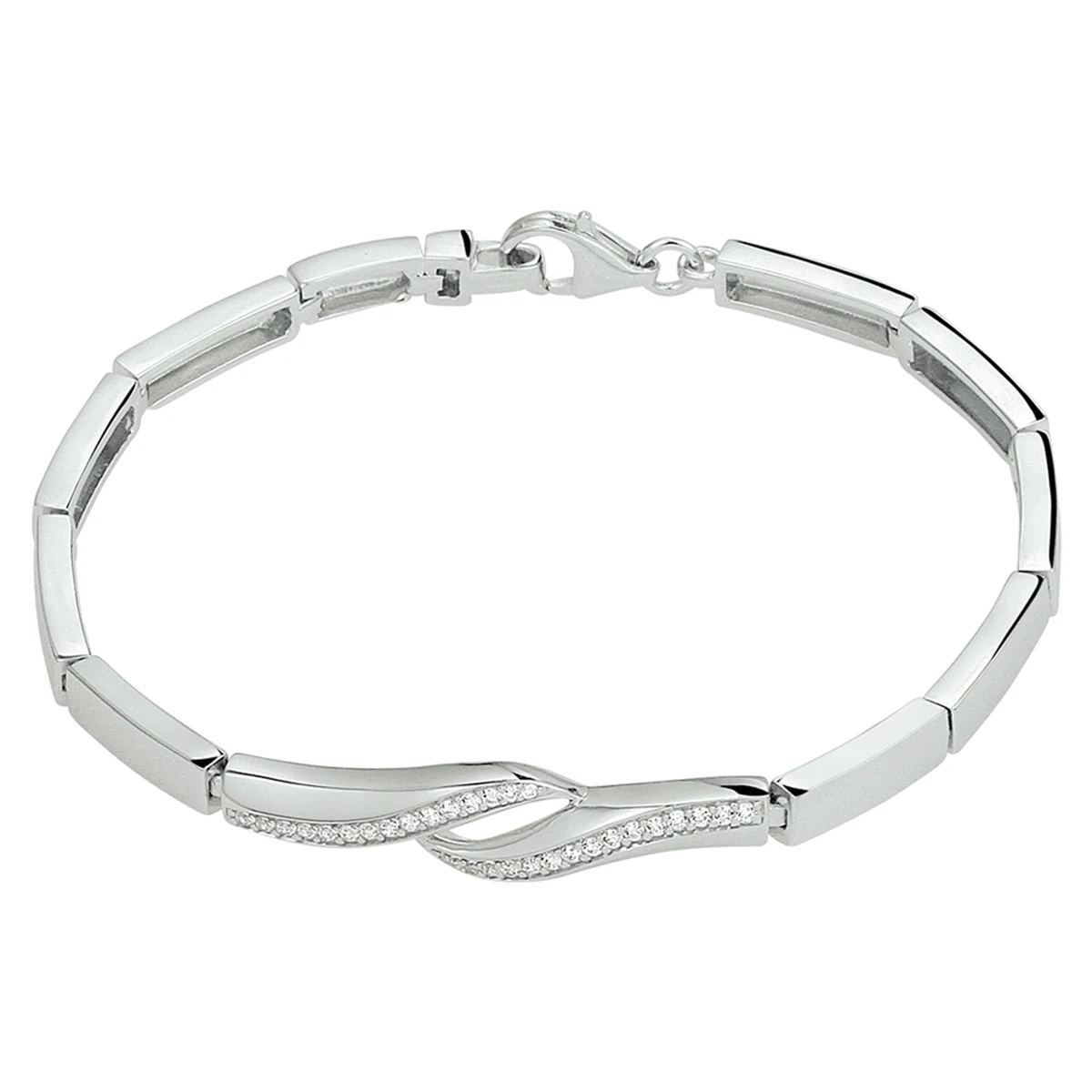 armband zirkonia 7 mm 18,5 cm zilver gerhodineerd