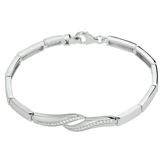 armband zirkonia 7 mm 18,5 cm zilver gerhodineerd