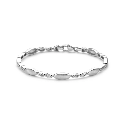 armband zirkonia poli/mat 4,7 mm 19 cm zilver gerhodineerd