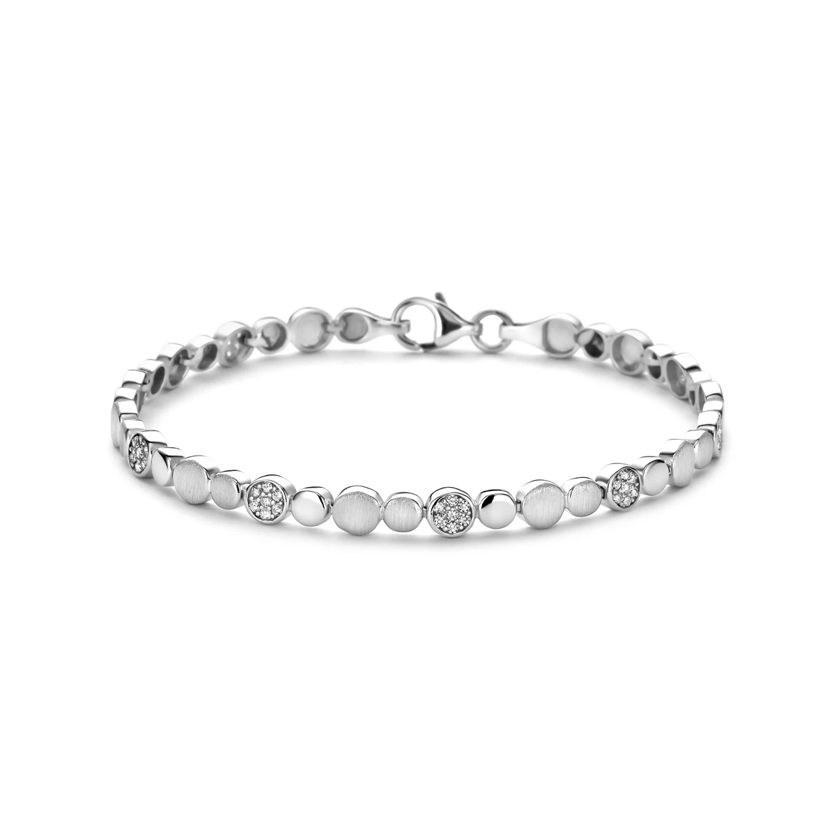 armband zirkonia poli/mat 5,1 mm 19 cm zilver gerhodineerd