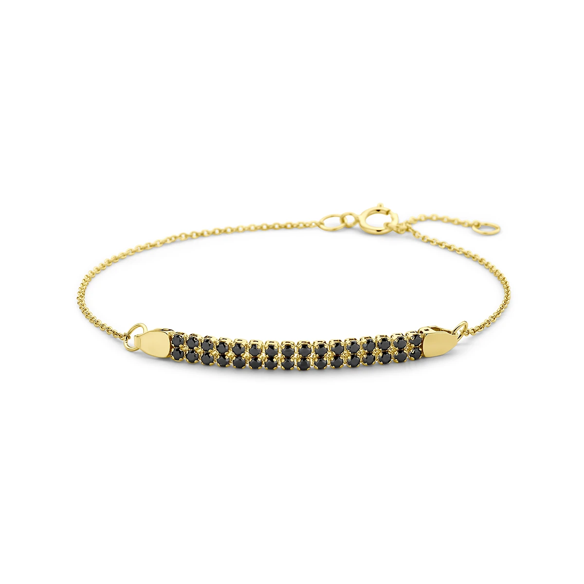 armband zwart spinel 16 - 18 cm 14K geelgoud