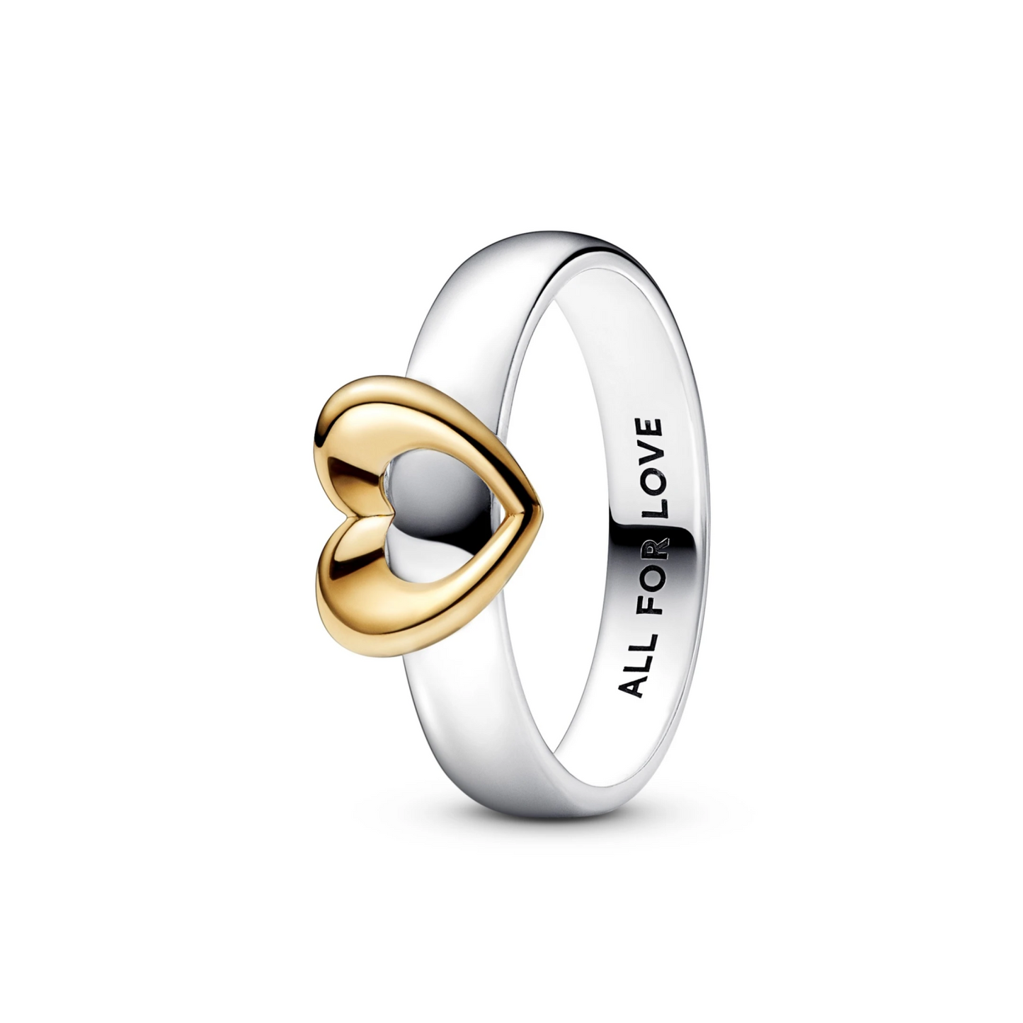 Bague Cœur Coulissant Rayonnant Bicolore