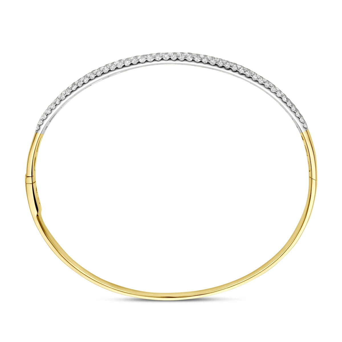 bangle diamant 1.93ct h si 4,5 mm 60 mm 14K bicolor goud geel/wit