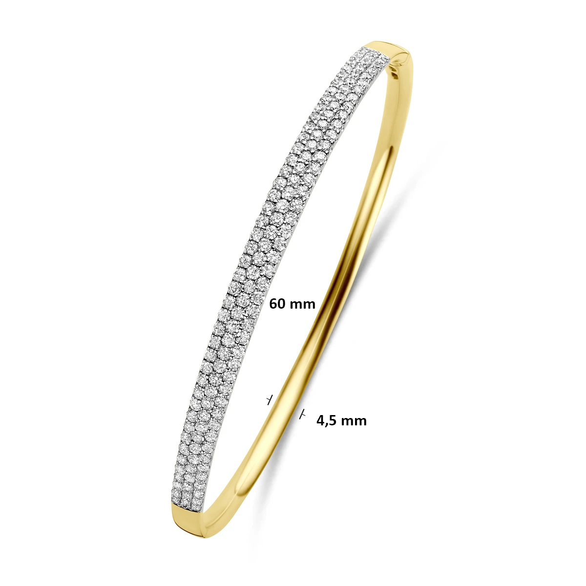 bangle diamant 1.93ct h si 4,5 mm 60 mm 14K bicolor goud geel/wit
