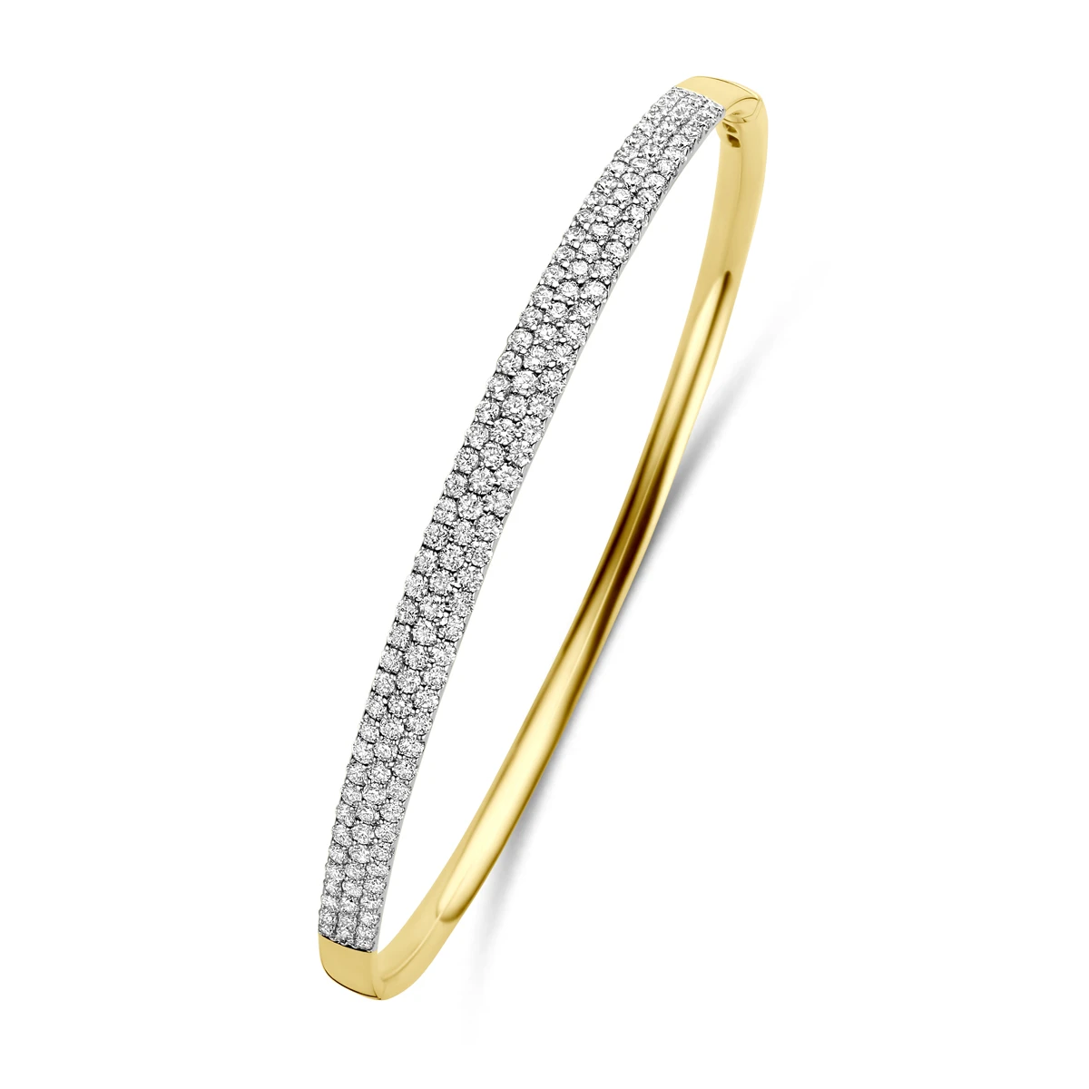bangle diamant 1.93ct h si 4,5 mm 60 mm 14K bicolor goud geel/wit