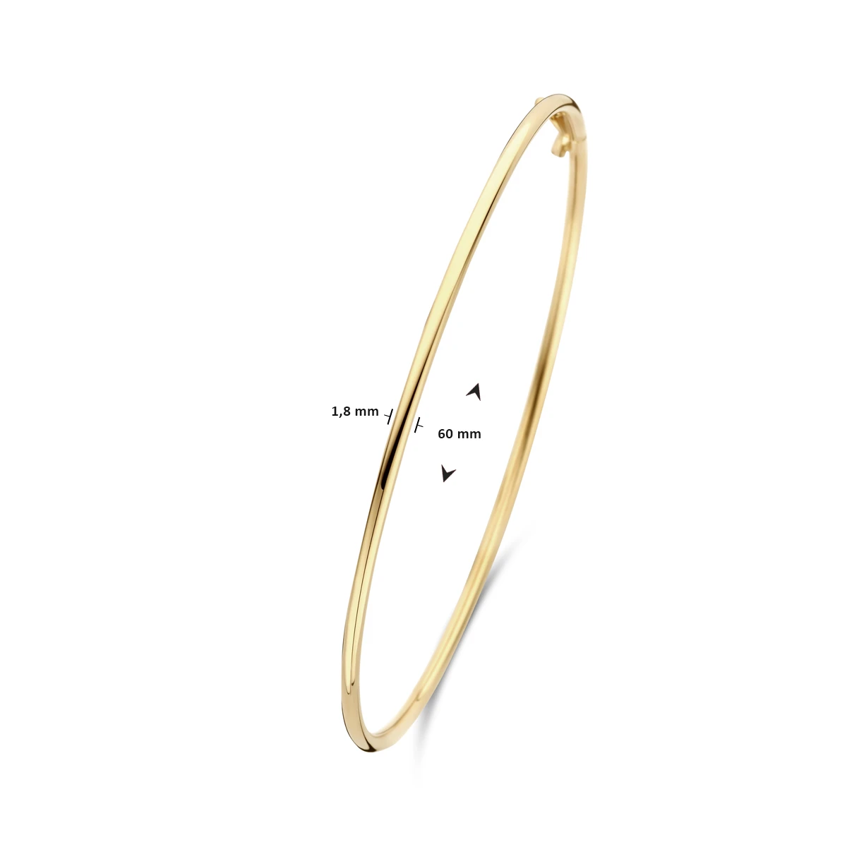 bangle dop ronde buis 1,8 mm 60 x 52 mm 14K geelgoud