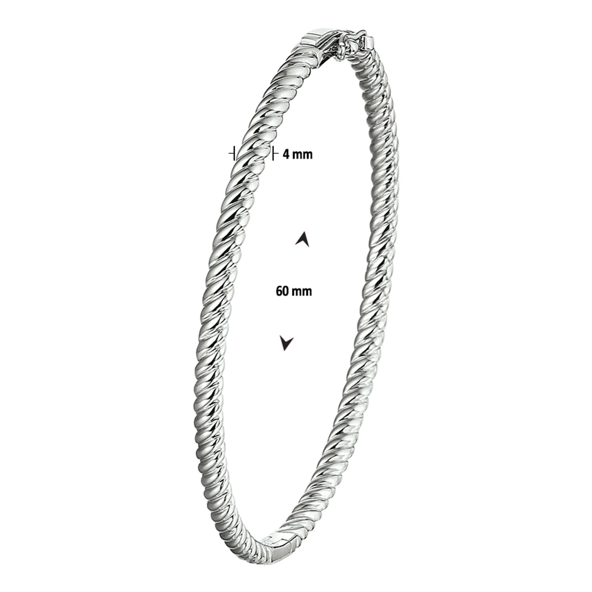 bangle scharnier 4,0 x 60 mm zilver gerhodineerd