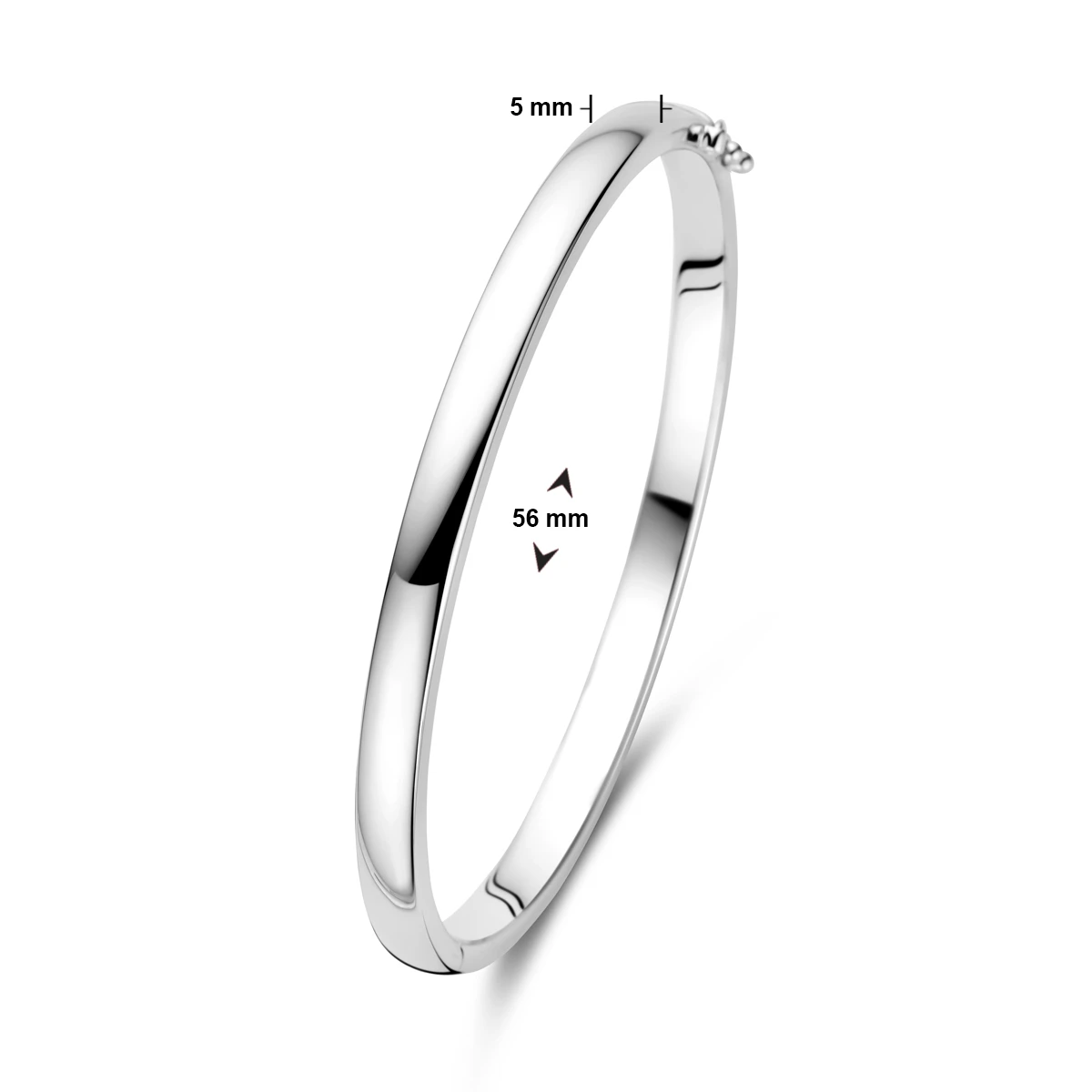 bangle scharnier 5 mm bolle buis zilver gerhodineerd